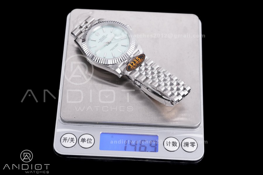 QF 41mm Datejust 126334 Ice Blue Dial 904L SS with Added Weight Bezel and Jubilee Bracelet, Approx. 149g