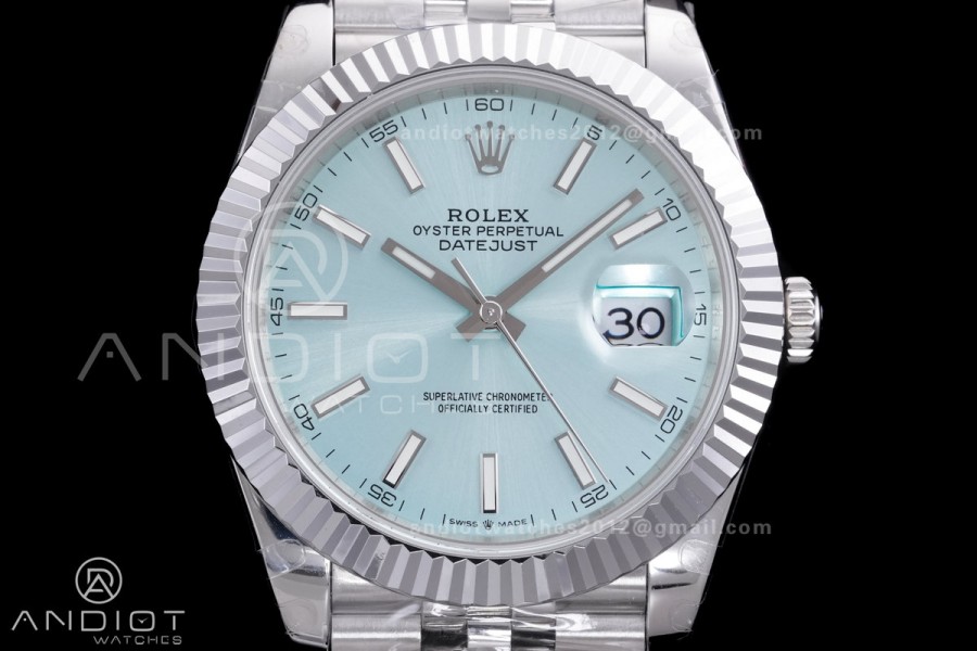 QF 41mm Datejust 126334 Ice Blue Dial 904L SS with Added Weight Bezel and Jubilee Bracelet, Approx. 149g