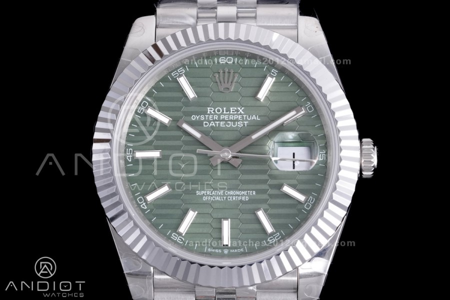 QF41mm Datejust 126334 Green Motif Patterned Dial 904L SS with Added Weight Bezel and Bracelet, Approx. 149g