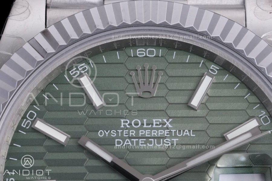 QF41mm Datejust 126334 Green Motif Patterned Dial 904L SS with Added Weight Bezel and Bracelet, Approx. 149g