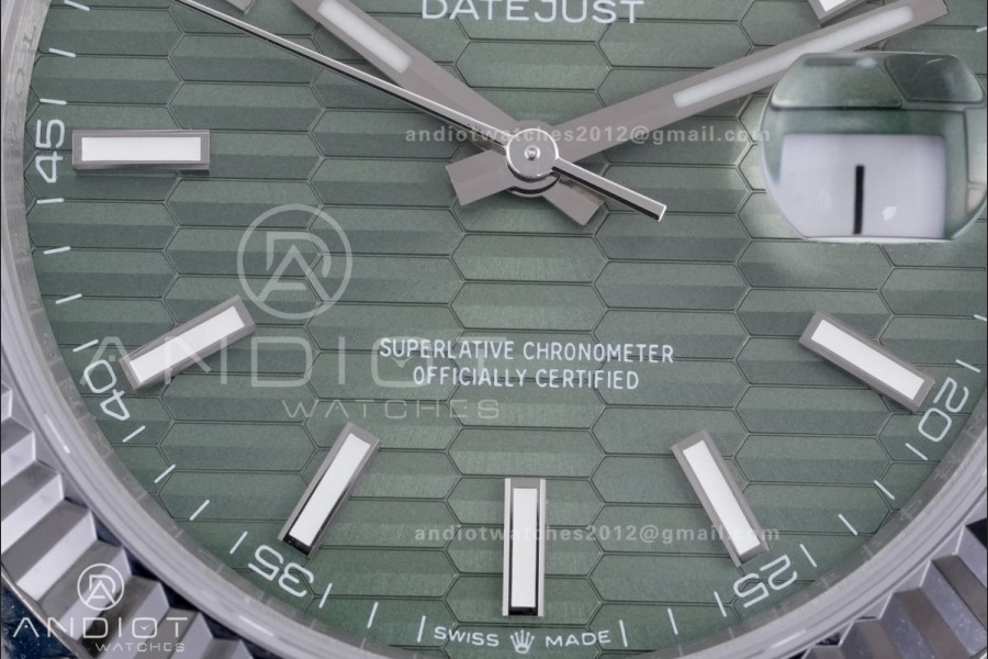 QF41mm Datejust 126334 Green Motif Patterned Dial 904L SS with Added Weight Bezel and Bracelet, Approx. 149g