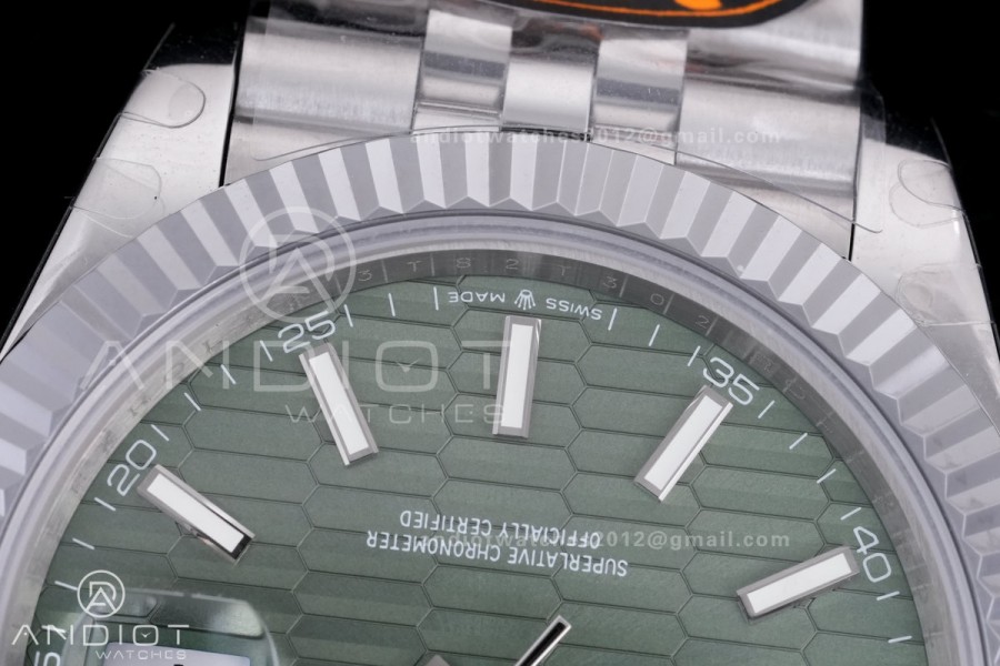 QF41mm Datejust 126334 Green Motif Patterned Dial 904L SS with Added Weight Bezel and Bracelet, Approx. 149g