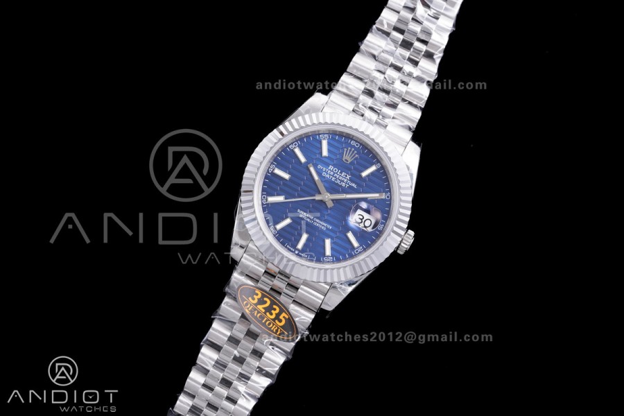 QF 41mm Datejust 126334 Blue Motif Patterned Dial 904L SS with Added Weight Bezel and Jubilee , Approx. 149g
