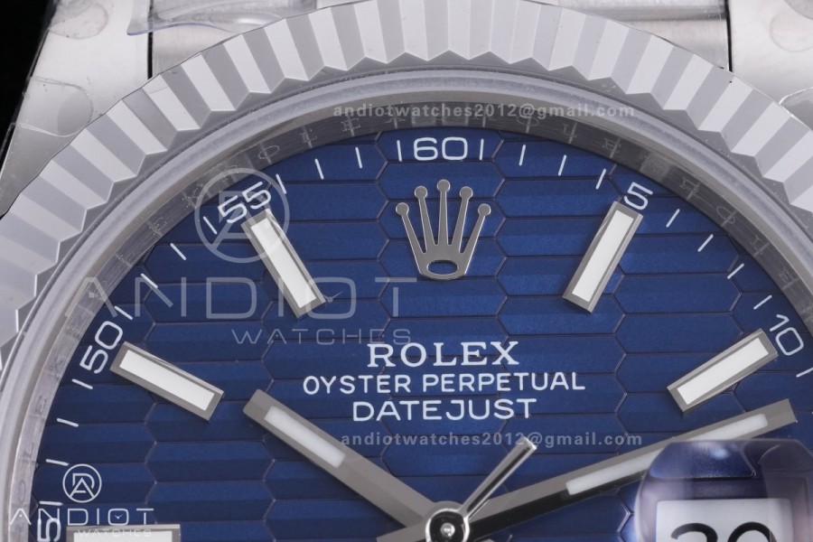 QF 41mm Datejust 126334 Blue Motif Patterned Dial 904L SS with Added Weight Bezel and Jubilee , Approx. 149g