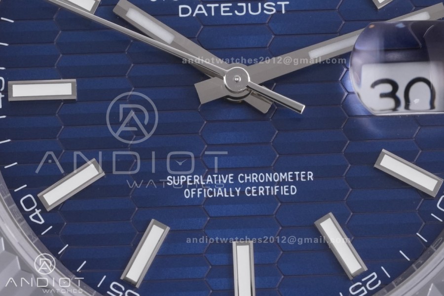 QF 41mm Datejust 126334 Blue Motif Patterned Dial 904L SS with Added Weight Bezel and Jubilee , Approx. 149g