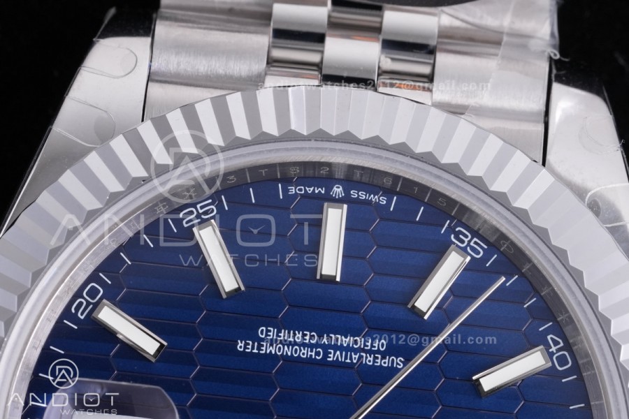 QF 41mm Datejust 126334 Blue Motif Patterned Dial 904L SS with Added Weight Bezel and Jubilee , Approx. 149g