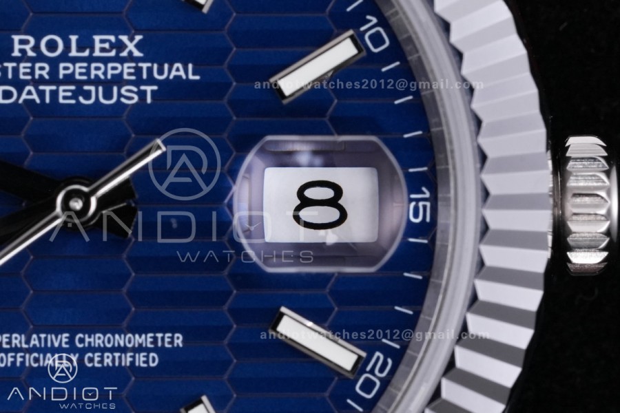 QF 41mm Datejust 126334 Blue Motif Patterned Dial 904L SS with Added Weight Bezel and Jubilee , Approx. 149g