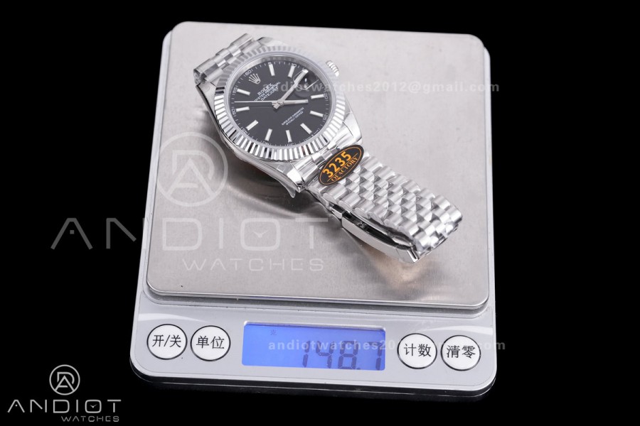 QF 41mm Datejust 126334 Black Dial 904L SS with Added Weight Bezel and Jubilee Bracelet, Approx. 149g