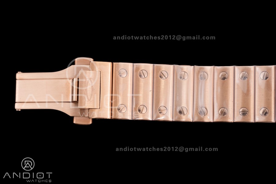 Santos de Cartier 35mm RG AF 1:1 Best Edition White Dial on RG SmartLinks Bracelet MIYOTA 9015