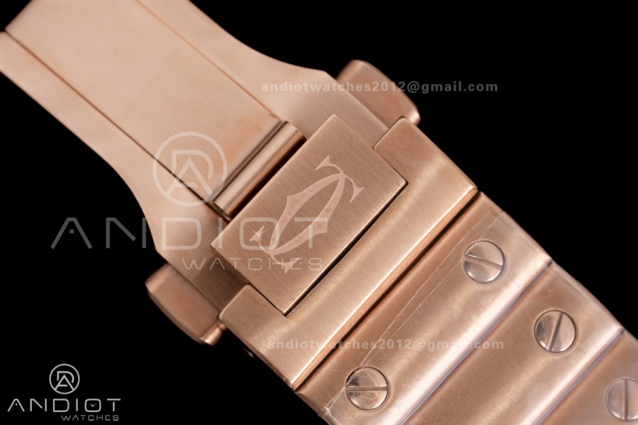 Santos de Cartier 35mm RG AF 1:1 Best Edition White Dial on RG SmartLinks Bracelet MIYOTA 9015