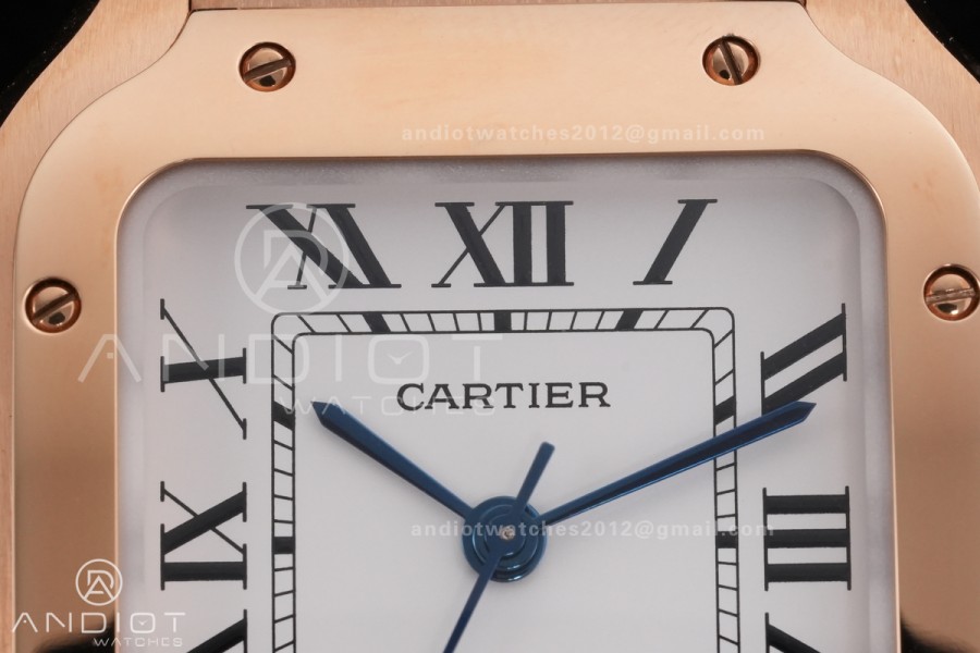 Santos de Cartier 35mm RG AF 1:1 Best Edition White Dial on RG SmartLinks Bracelet MIYOTA 9015