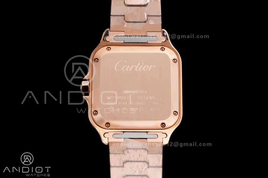 Santos de Cartier 35mm RG AF 1:1 Best Edition White Dial on RG SmartLinks Bracelet MIYOTA 9015