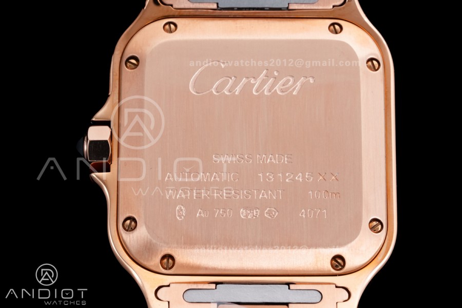 Santos de Cartier 35mm RG AF 1:1 Best Edition White Dial on RG SmartLinks Bracelet MIYOTA 9015