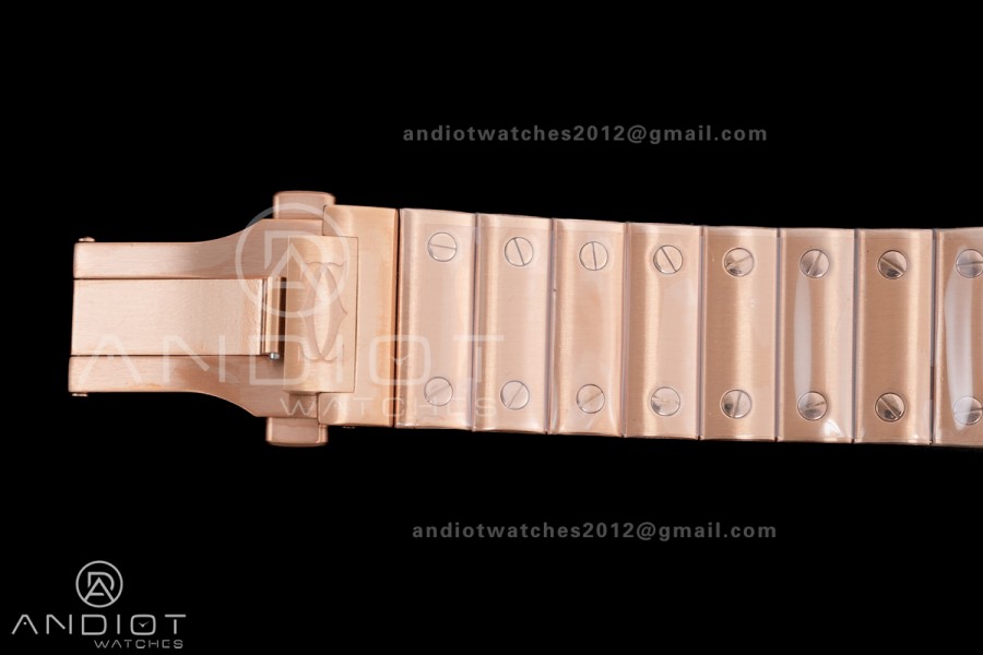 Santos de Cartier 40mm RG AF 1:1 Best Edition White Dial on RG SmartLinks Bracelet MIYOTA 9015
