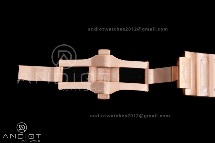 Santos de Cartier 40mm RG AF 1:1 Best Edition White Dial on RG SmartLinks Bracelet MIYOTA 9015