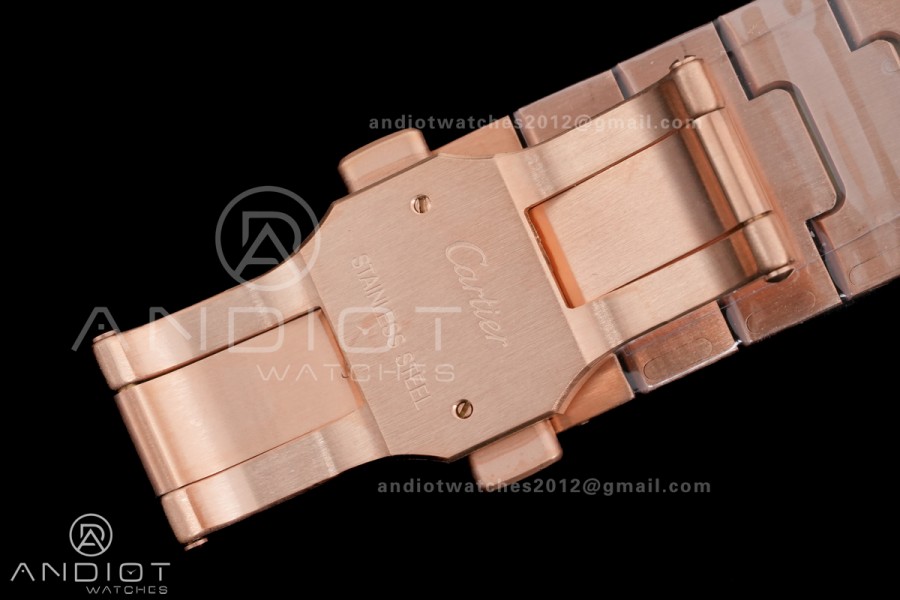 Santos de Cartier 40mm RG AF 1:1 Best Edition White Dial on RG SmartLinks Bracelet MIYOTA 9015
