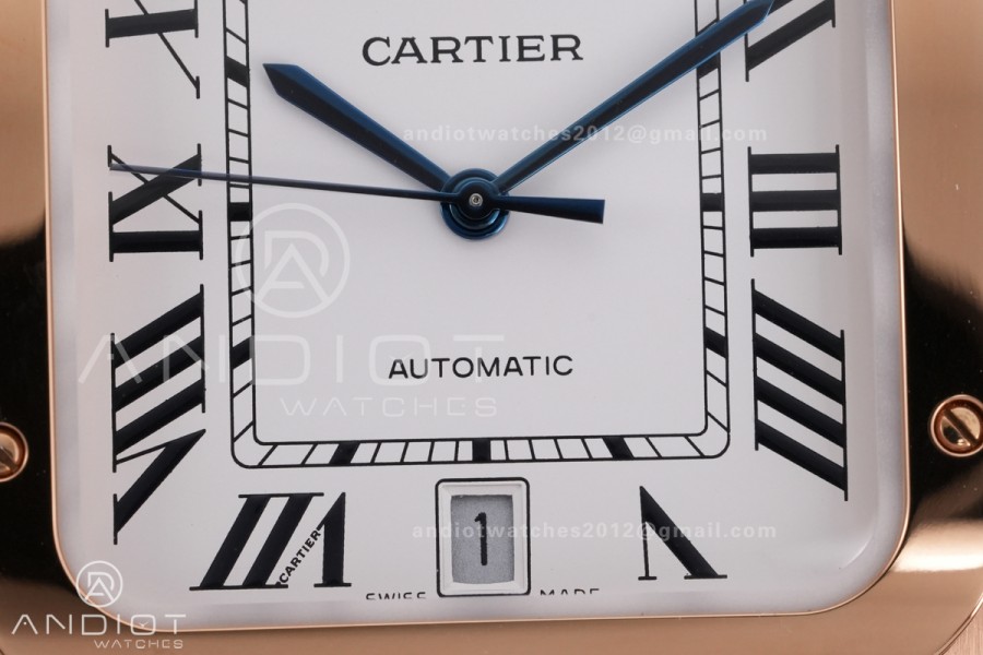 Santos de Cartier 40mm RG AF 1:1 Best Edition White Dial on RG SmartLinks Bracelet MIYOTA 9015