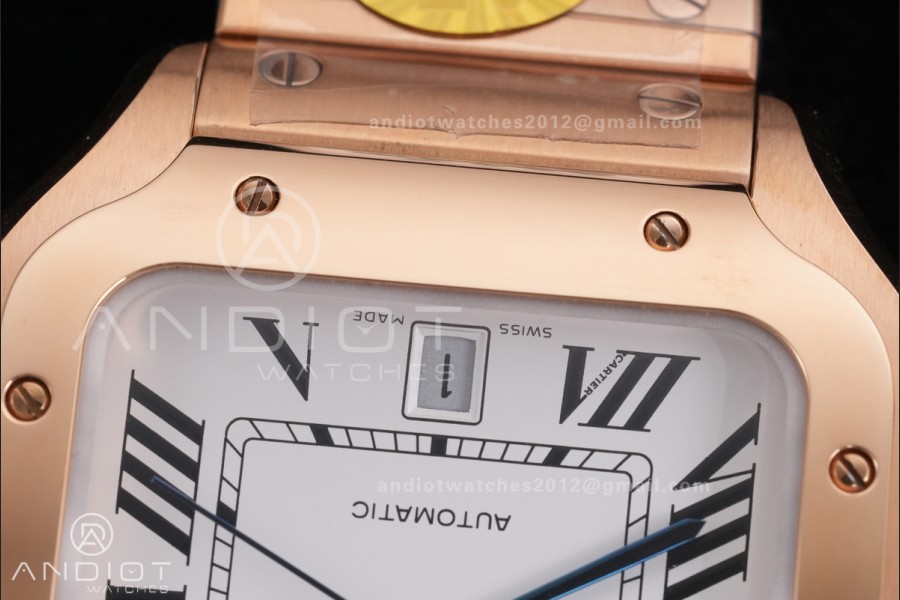 Santos de Cartier 40mm RG AF 1:1 Best Edition White Dial on RG SmartLinks Bracelet MIYOTA 9015