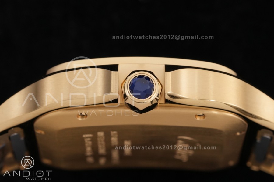 Santos de Cartier 40mm YG AF 1:1 Best Edition Brown Dial on YG SmartLinks Bracelet MIYOTA 9015