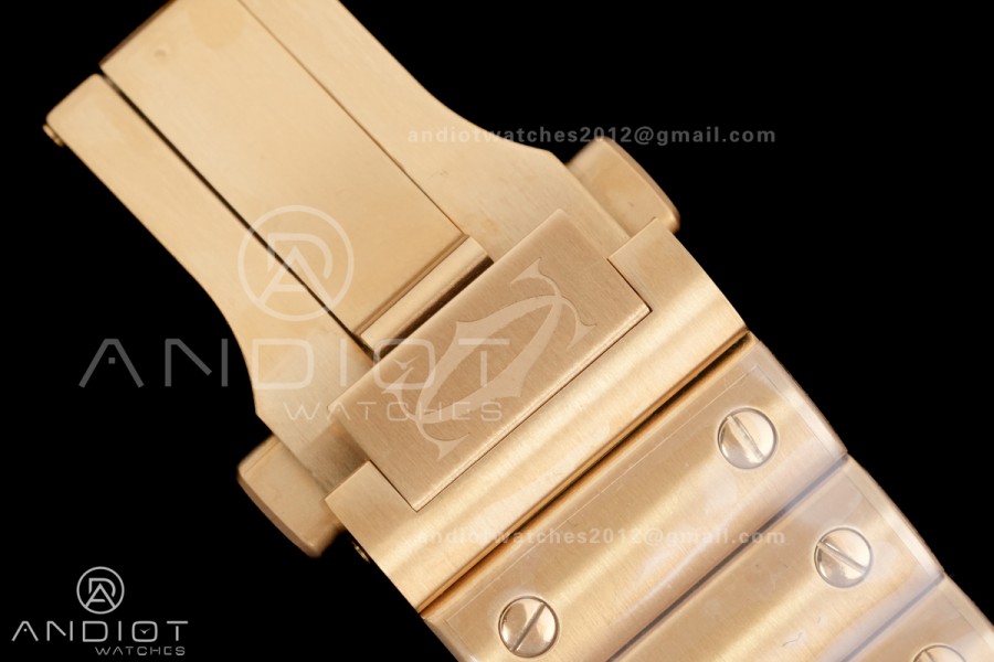 Santos de Cartier 40mm YG AF 1:1 Best Edition Brown Dial on YG SmartLinks Bracelet MIYOTA 9015