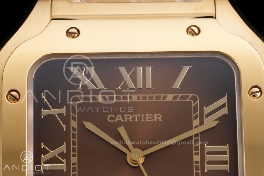 Santos de Cartier 40mm YG AF 1:1 Best Edition Brown Dial on YG SmartLinks Bracelet MIYOTA 9015