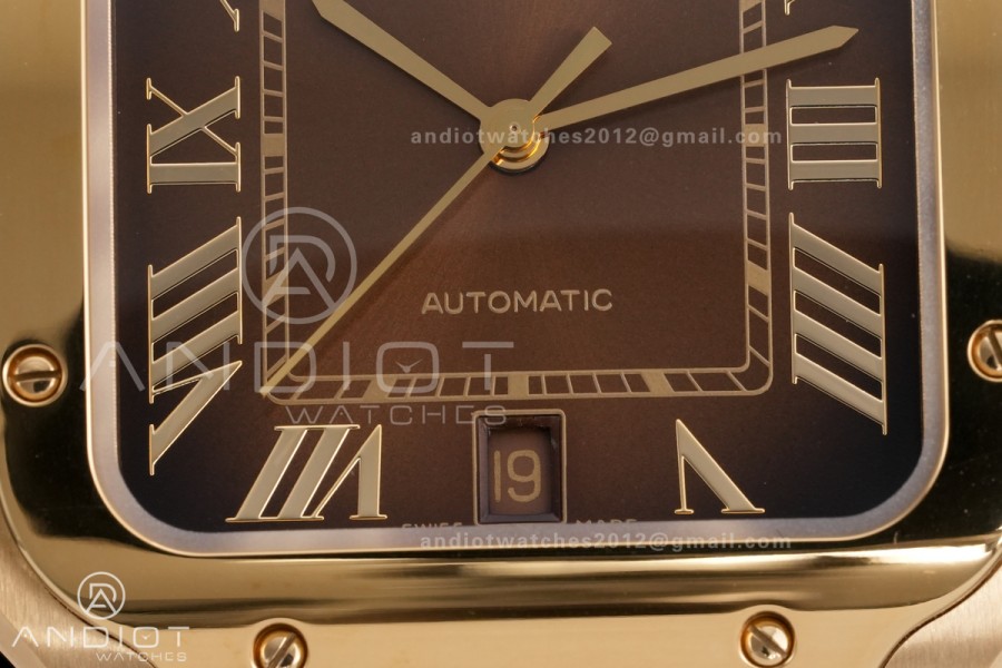 Santos de Cartier 40mm YG AF 1:1 Best Edition Brown Dial on YG SmartLinks Bracelet MIYOTA 9015