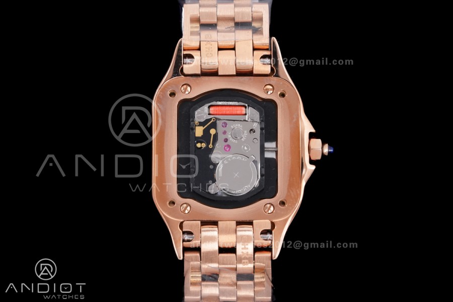 Panthère Ladies 22mm RG AF 1:1 Best Edition White Dial Diamonds Bezel on RG Bracelet Ronda Quartz
