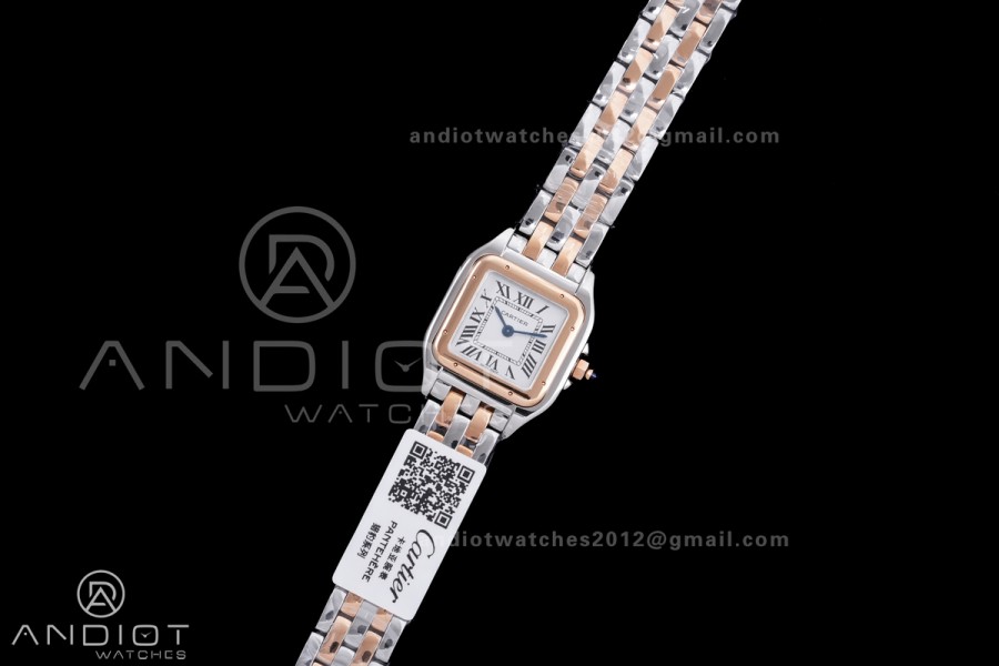 Panthère Ladies 22mm SS/RG AF 1:1 Best Edition White Dial  on SS/RG Bracelet Ronda Quartz