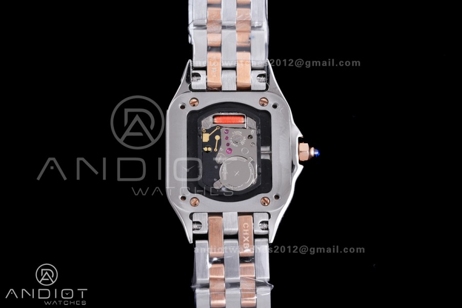 Panthère Ladies 22mm SS/RG AF 1:1 Best Edition White Dial  on SS/RG Bracelet Ronda Quartz