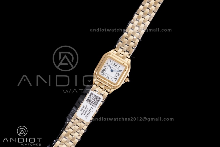 Panthère Ladies 22mm YG AF 1:1 Best Edition White Dial on YG Bracelet Ronda Quartz
