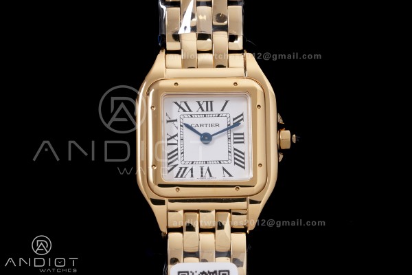 Panthère Ladies 22mm YG AF 1:1 Best Edition White Dial on YG Bracelet Ronda Quartz