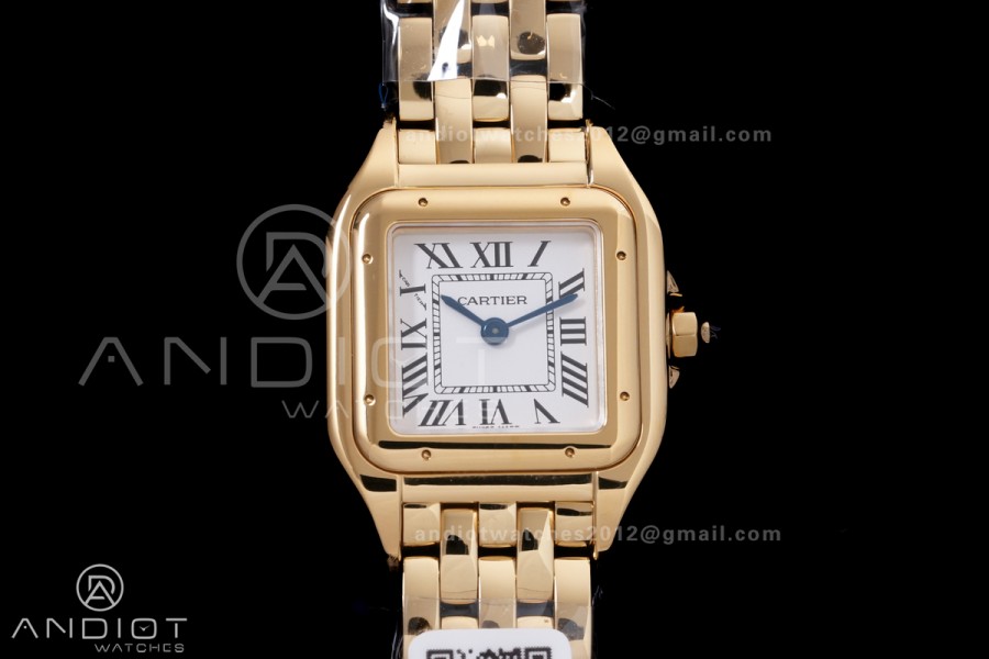 Panthère Ladies 22mm YG AF 1:1 Best Edition White Dial on YG Bracelet Ronda Quartz