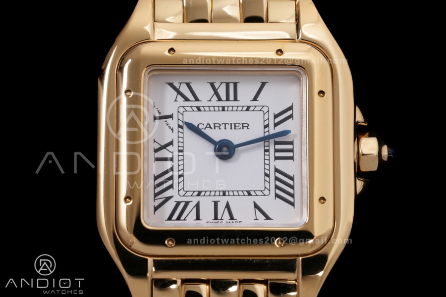 Panthère Ladies 22mm YG AF 1:1 Best Edition White Dial on YG Bracelet Ronda Quartz