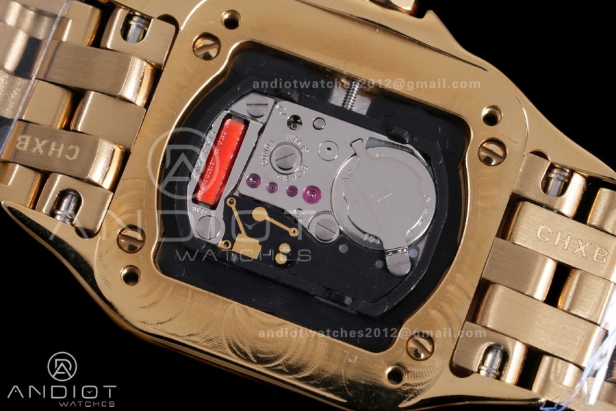 Panthère Ladies 22mm YG AF 1:1 Best Edition White Dial on YG Bracelet Ronda Quartz