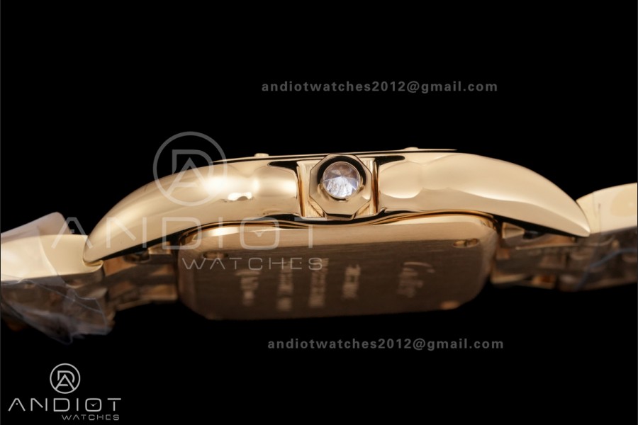 Panthère Ladies 22mm YG AF 1:1 Best Edition White Dial Diamonds Bezel on YG Bracelet Ronda Quartz