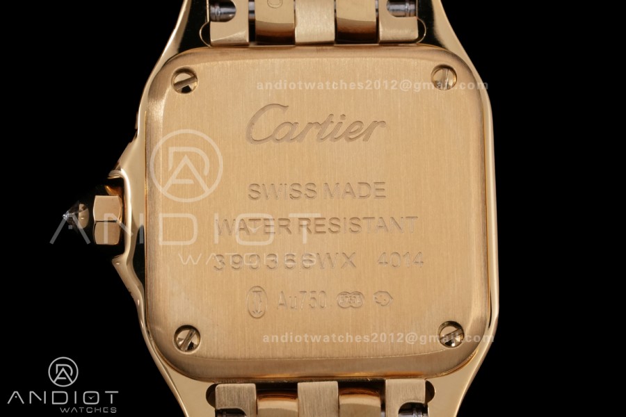 Panthère Ladies 22mm YG AF 1:1 Best Edition White Dial Diamonds Bezel on YG Bracelet Ronda Quartz