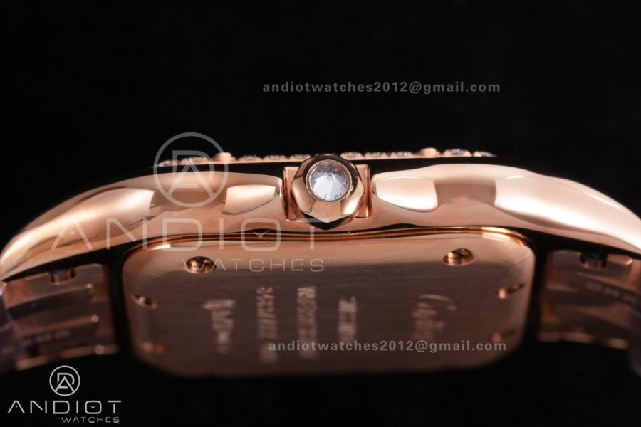 Panthère Ladies 27mm RG AF 1:1 Best Edition White Dial Diamonds Bezel on RG Bracelet Ronda Quartz