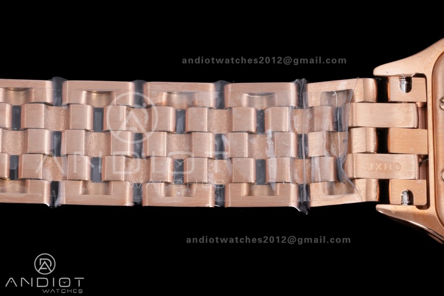 Panthère Ladies 27mm RG AF 1:1 Best Edition White Dial Diamonds Bezel on RG Bracelet Ronda Quartz