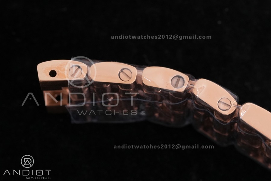 Panthère Ladies 27mm RG AF 1:1 Best Edition White Dial Diamonds Bezel on RG Bracelet Ronda Quartz