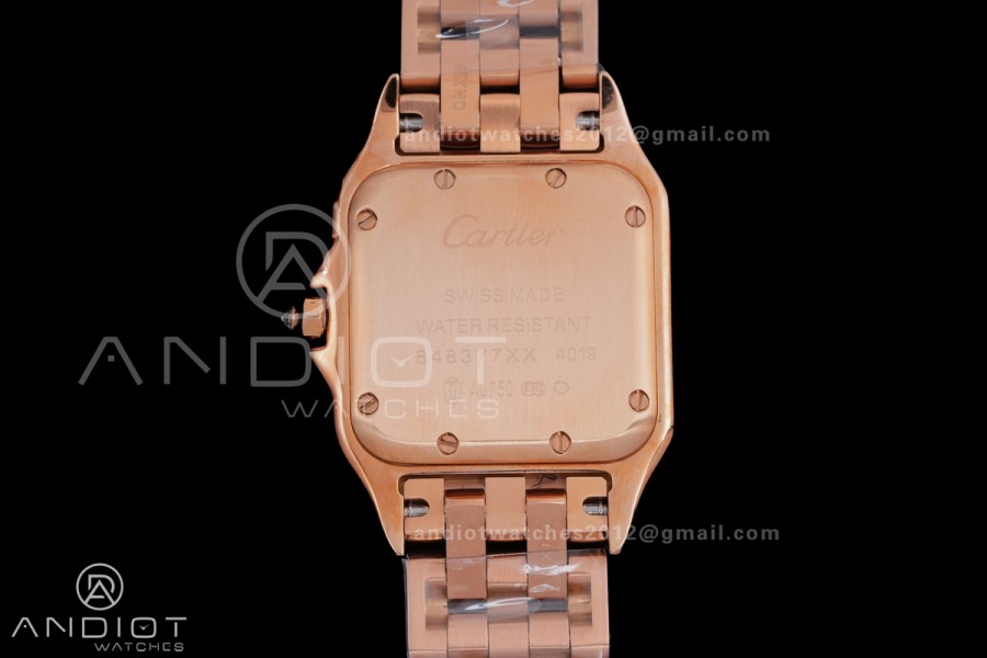 Panthère Ladies 27mm RG AF 1:1 Best Edition White Dial Diamonds Bezel on RG Bracelet Ronda Quartz