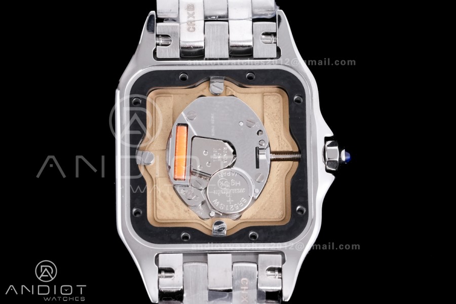 Panthère Ladies 27mm SS AF 1:1 Best Edition White Dial Diamonds Bezel on SS Bracelet Ronda Quartz