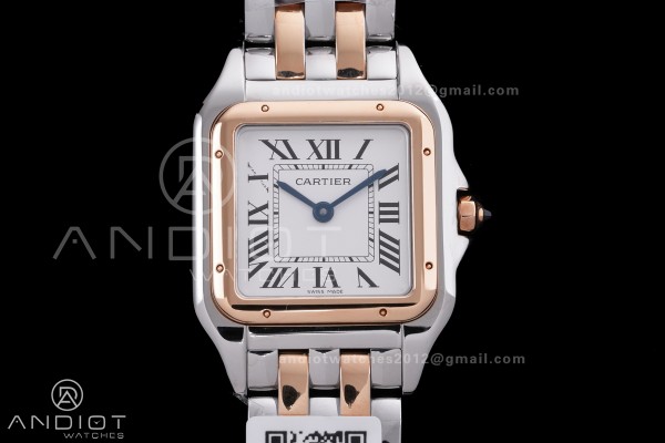 Panthère Ladies 27mm SS/RG AF 1:1 Best Edition White Dial  on SS/RG Bracelet Ronda Quartz