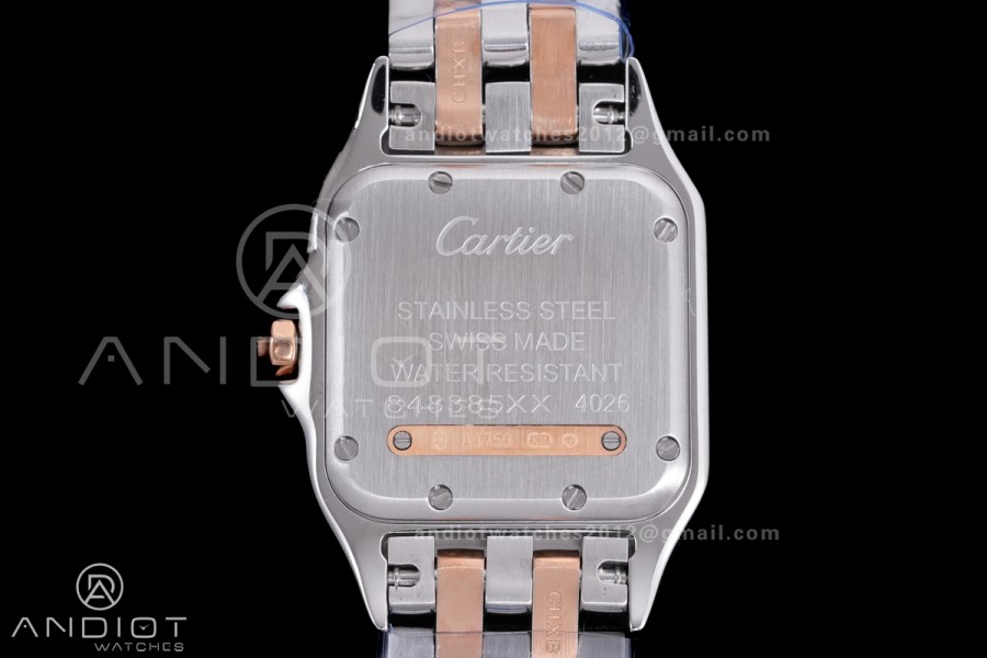 Panthère Ladies 27mm SS/RG AF 1:1 Best Edition White Dial Diamonds Bezel on SS/RG Bracelet Ronda Quartz