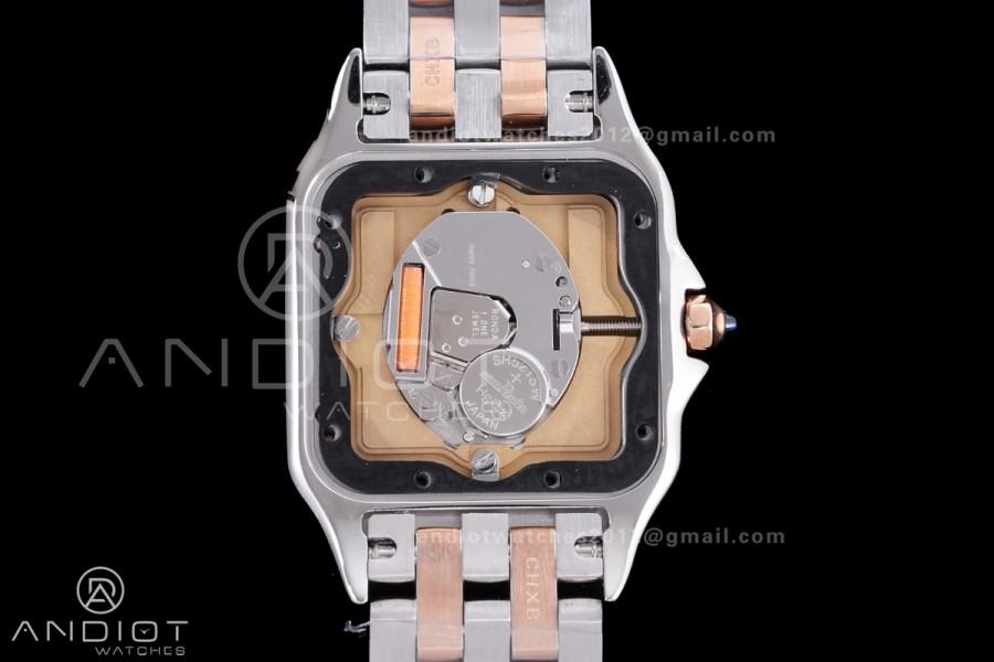 Panthère Ladies 27mm SS/RG AF 1:1 Best Edition White Dial Diamonds Bezel on SS/RG Bracelet Ronda Quartz