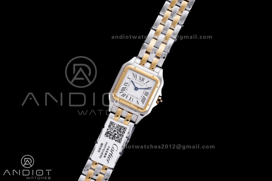 Panthère Ladies 27mm SS/YG AF 1:1 Best Edition White Dial on SS/YG Bracelet Ronda Quartz