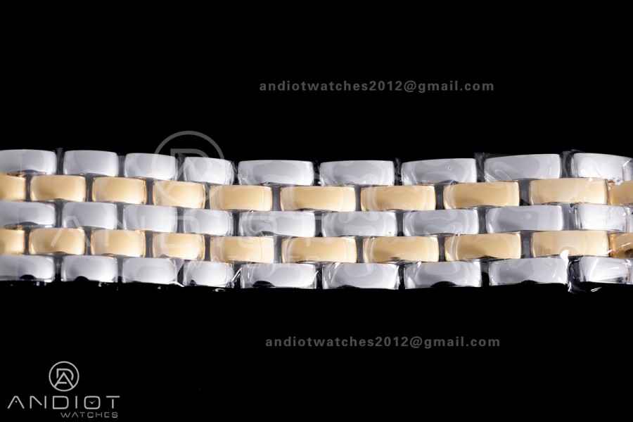 Panthère Ladies 27mm SS/YG AF 1:1 Best Edition White Dial Diamonds Bezel on SS/YG Bracelet Ronda Quartz