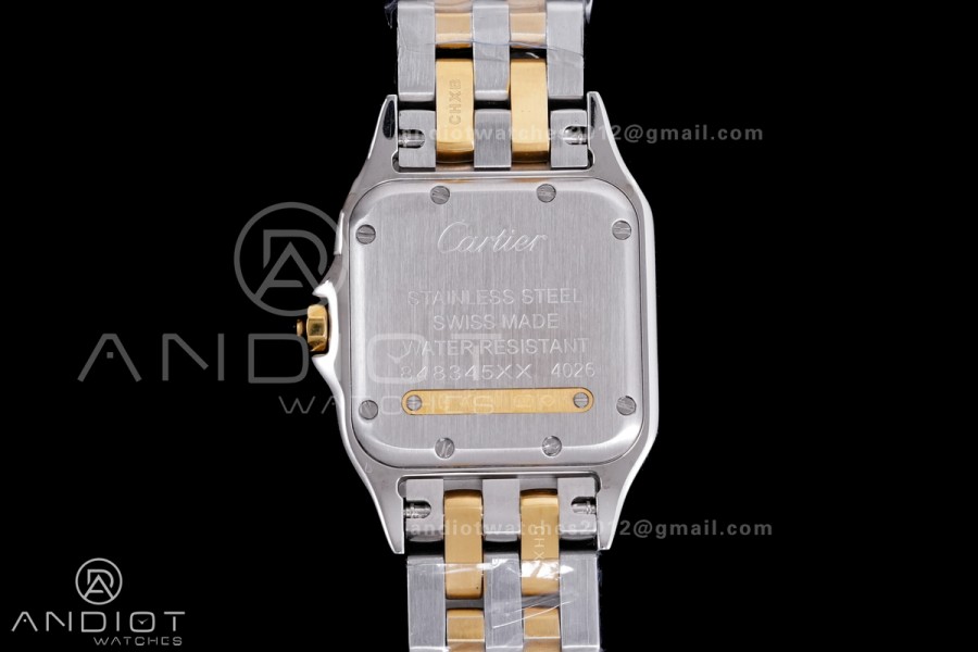 Panthère Ladies 27mm SS/YG AF 1:1 Best Edition White Dial Diamonds Bezel on SS/YG Bracelet Ronda Quartz