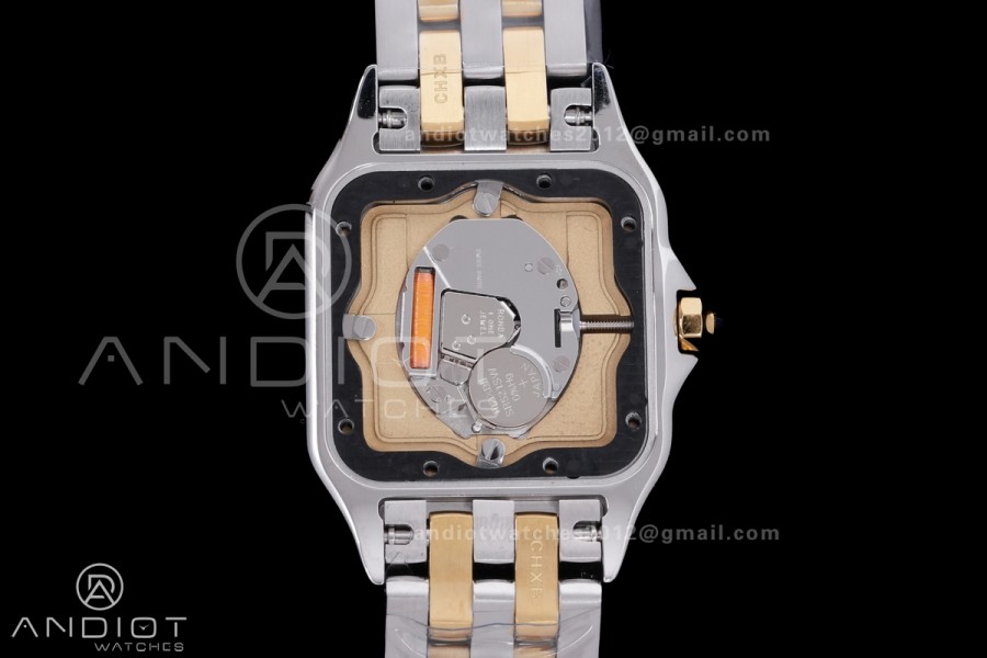 Panthère Ladies 27mm SS/YG AF 1:1 Best Edition White Dial Diamonds Bezel on SS/YG Bracelet Ronda Quartz