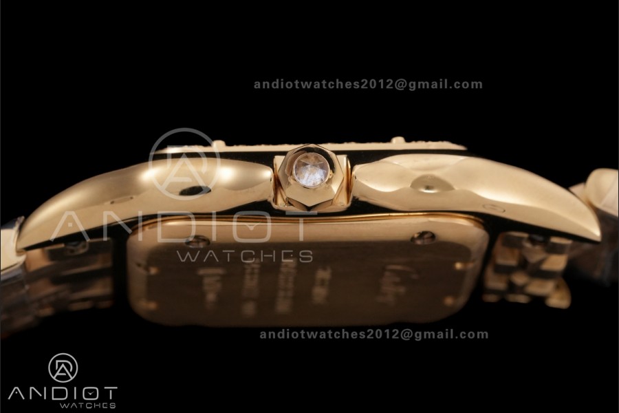 Panthère Ladies 27mm YG AF 1:1 Best Edition White Dial Diamonds Bezel on YG Bracelet Ronda Quartz