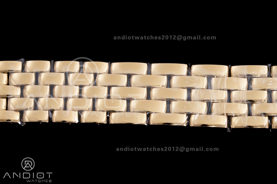 Panthère Ladies 27mm YG AF 1:1 Best Edition White Dial Diamonds Bezel on YG Bracelet Ronda Quartz